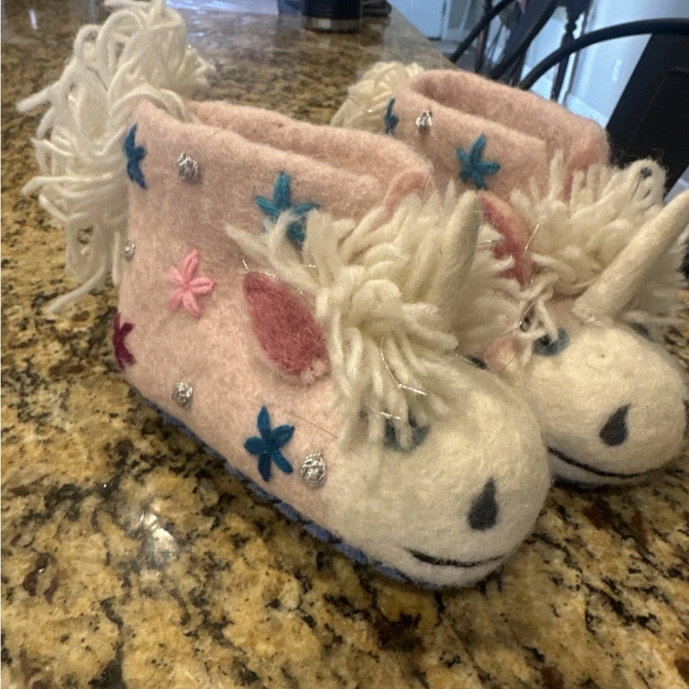 Whimsical Unicorn Kids Slippers - New England sew heart felt toddler